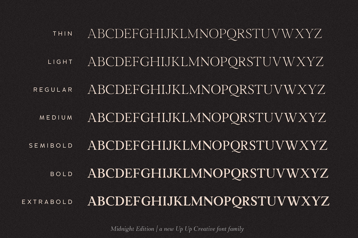 Midnight Edition Complete - 14 Fonts, a Serif Font by Up Up Creative (Photo 5 of 14)