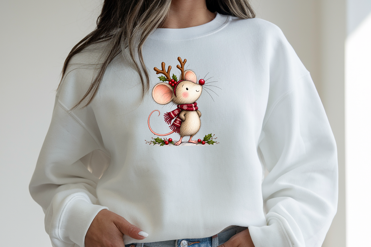 Whimsical Christmas Mouse, a Seasonal Illustration by Printable Design Store (Photo 3 of 3)