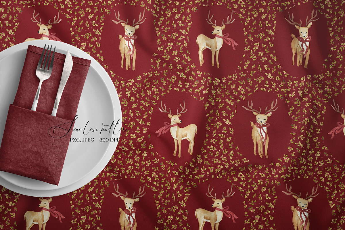 Retro Christmas deers pattern, a Pattern Graphic by SirenaArt (Photo 11 of 12)