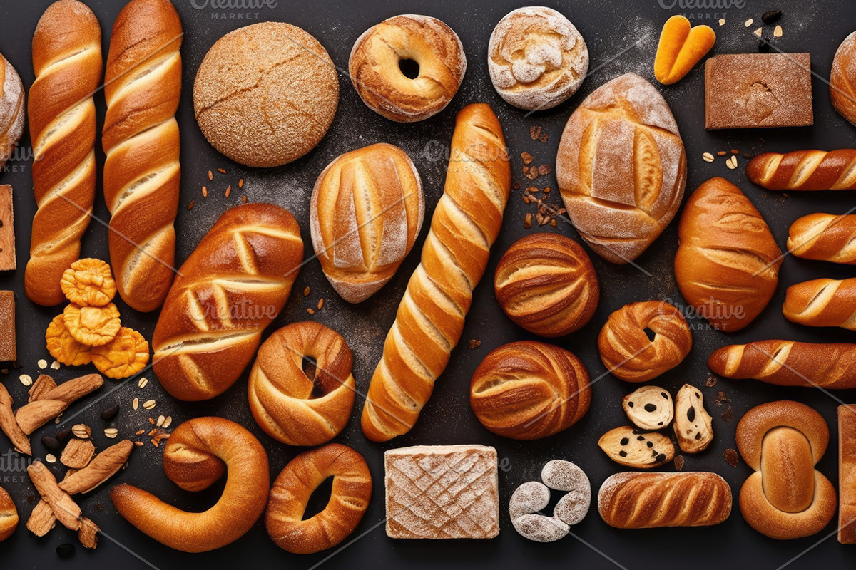 Various breads. 50 images, a Food & Drink Photo by Handmadefont (Photo 5 of 12)