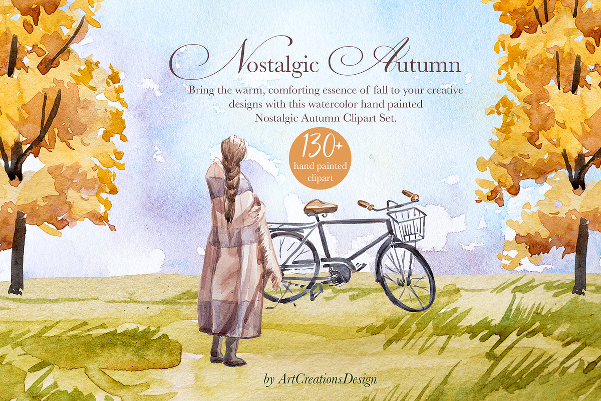 Hand Painted Nostalgic Autumn Set, a Decorative Illustration by ArtCreationsDesign (Photo 1 of 17)