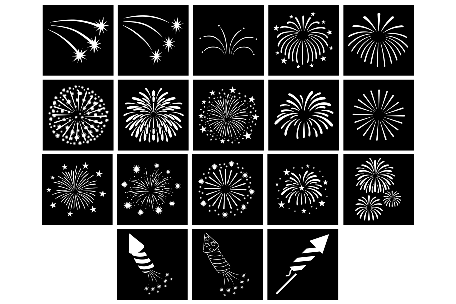 18 Fireworks SVG PNG Digital Stencil | Graphic Objects ~ Creative Market