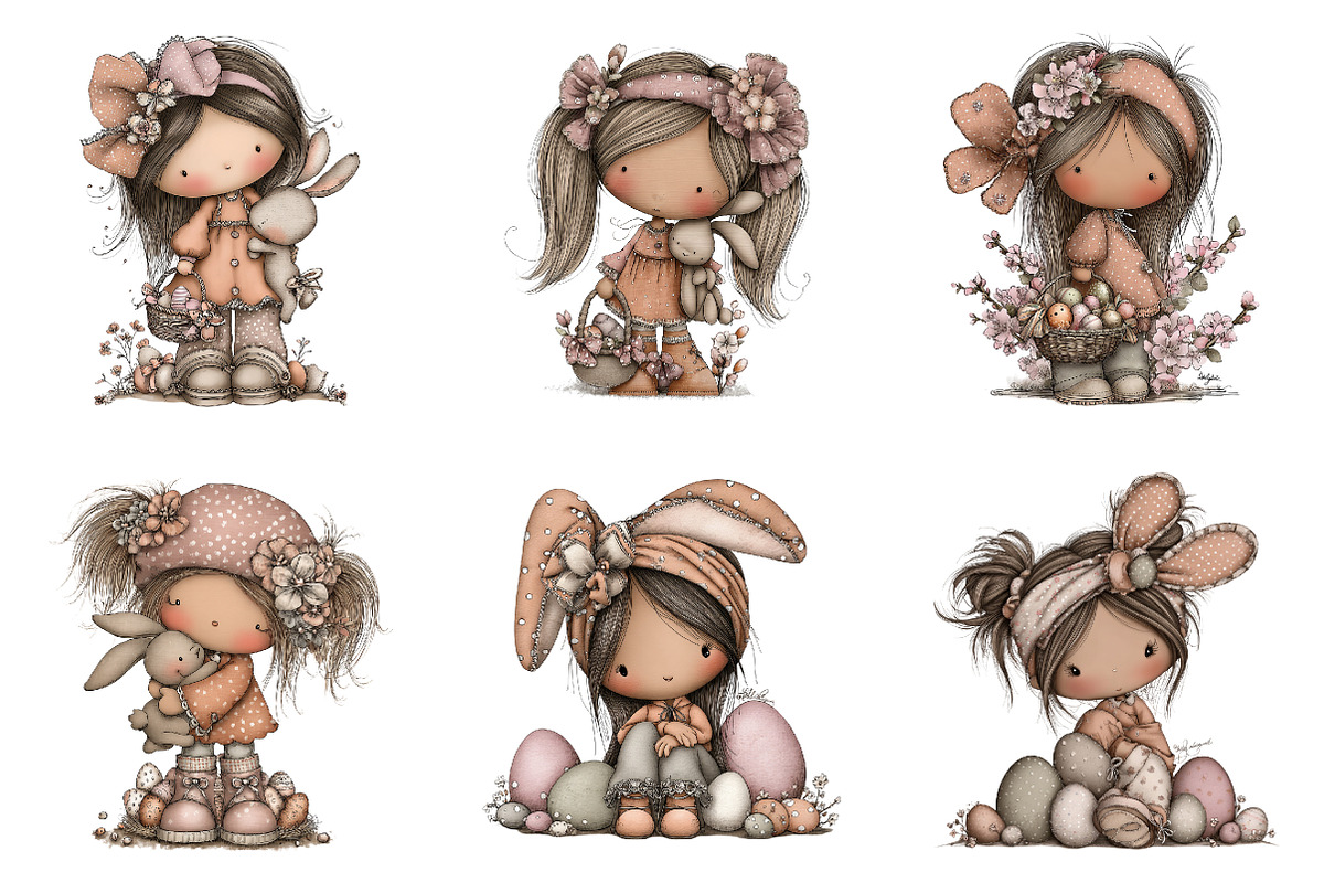 Whimsical easter girl clipart, an Illustration by SinaCreation (Photo 4 of 9)