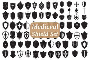 Medieval Shield Silhouette Set, an Illustration by Artivon