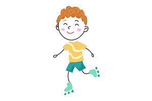 Energetic boy gliding happily, a Sport Illustration by the8monkey