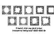 linocut floral frames, a Background Graphic by SketchArtStudio (Thumbnail 1 of 3)