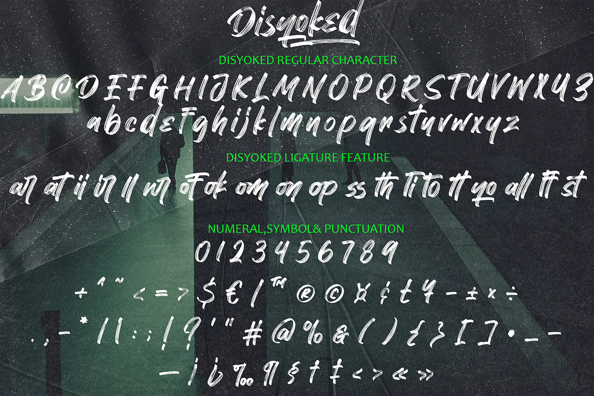 Disyoked - Textured Brush Font, a Font by Arendxstudio (Photo 7 of 8)