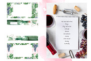 Wine and Grapes,watercolor clip art, a Food Illustration by SvetLana (Thumbnail 10 of 16)