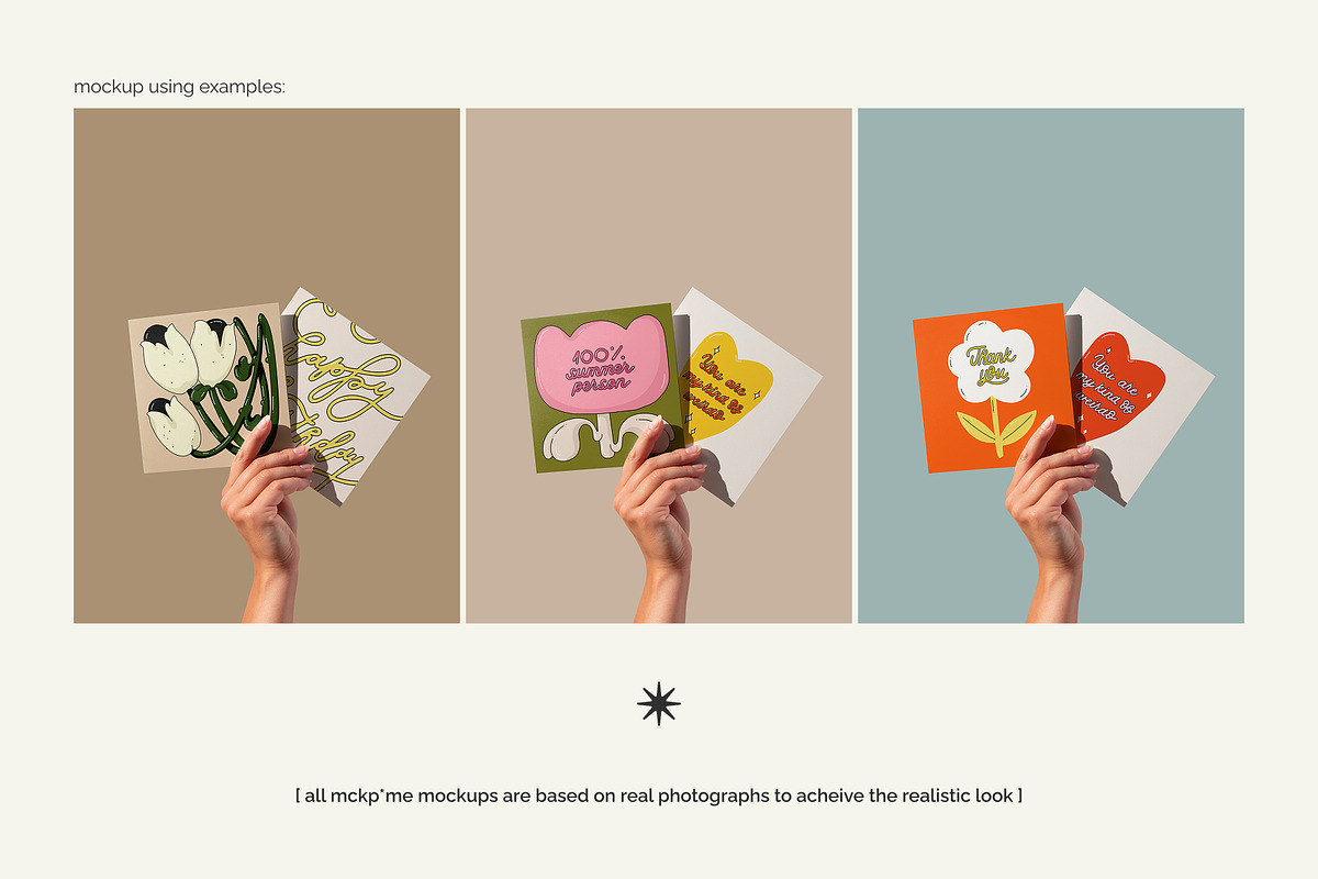 Two square greeting cards mockup, a Merchandise Mockup by MCKP*ME (Photo 3 of 5)