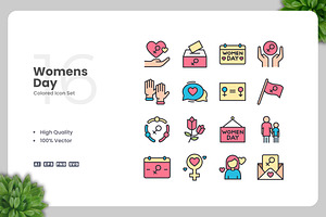 Womens Day Colored Icons, an Icon by Upnowgraphic