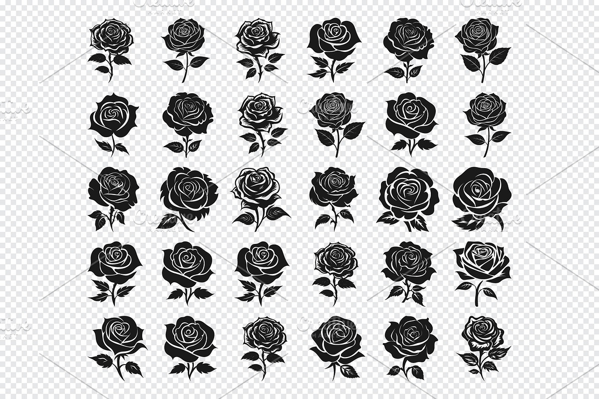 Rose Silhouette flower bundle, an Illustration by Toufiqul