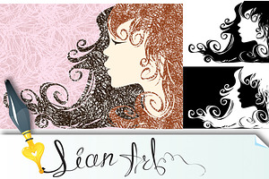 Girl profile with long hair, a Decorative Illustration by Lian-art