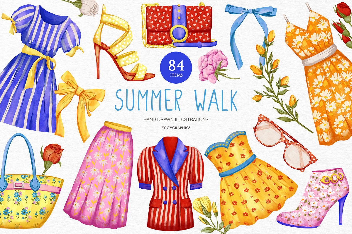Summer Walk Illustrations, an Object Illustration by GVGraphics (Photo 1 of 8)