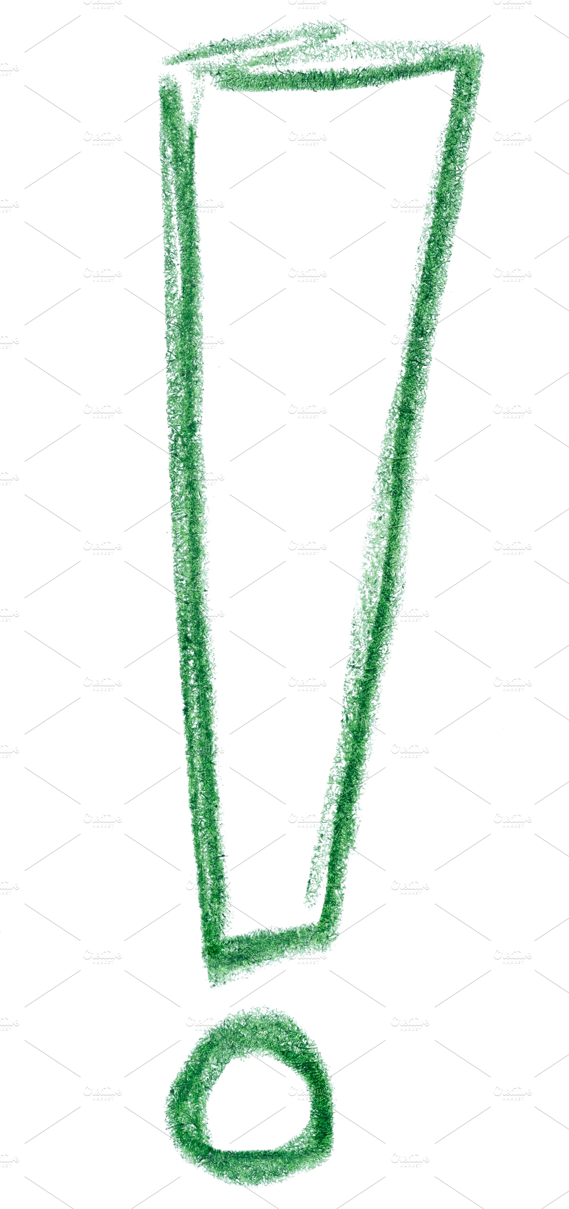 An outline exclamation mark drawn in green pencil with a pronoun, an Abstract Photo by ndanko