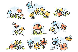 Cartoon Floral Design Elements