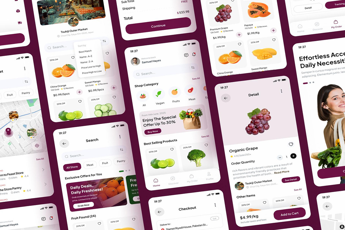 Freshmart Ecommerce GroceryMobileApp, an UI Kit Template by Creative Perspective (Photo 5 of 6)