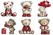 Valentines Teddy Bear Clipart, an Illustration by Craft Nest (Thumbnail 9 of 11)