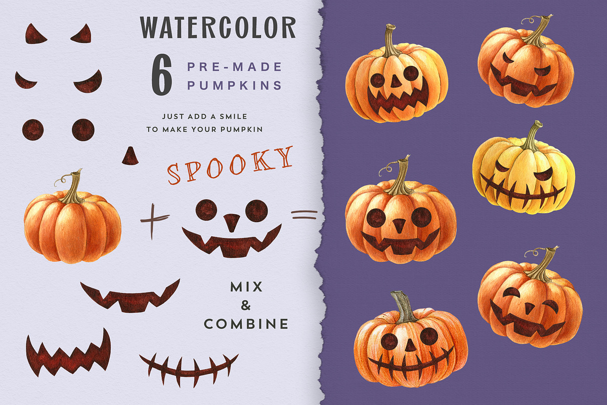 Halloween Watercolor Clipart, a Seasonal Illustration by AnitaPol (Photo 6 of 20)