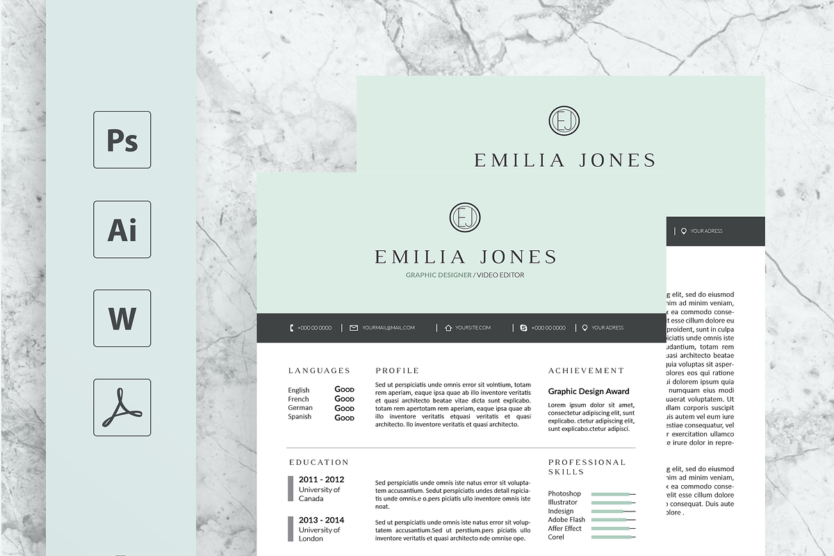Pastel Blue Resume Template, a Resume Template by MH Design Template (Photo 3 of 4)