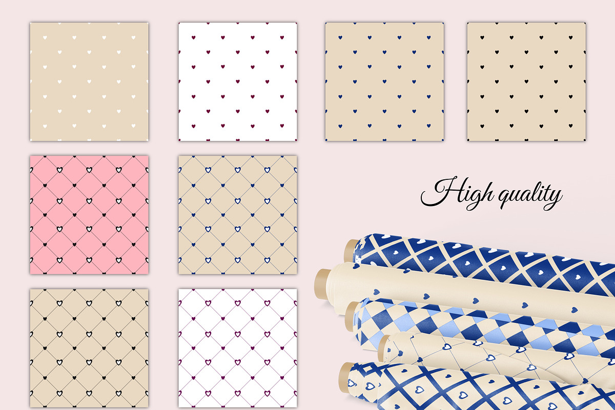Tender Hearts Seamless Pattern Set, a Pattern Graphic by ZabolotnaArt (Photo 3 of 6)