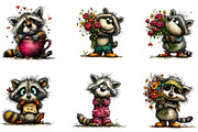 Whimsical Valentines Raccoon Clipart, an Illustration by CreationArt (Thumbnail 7 of 7)