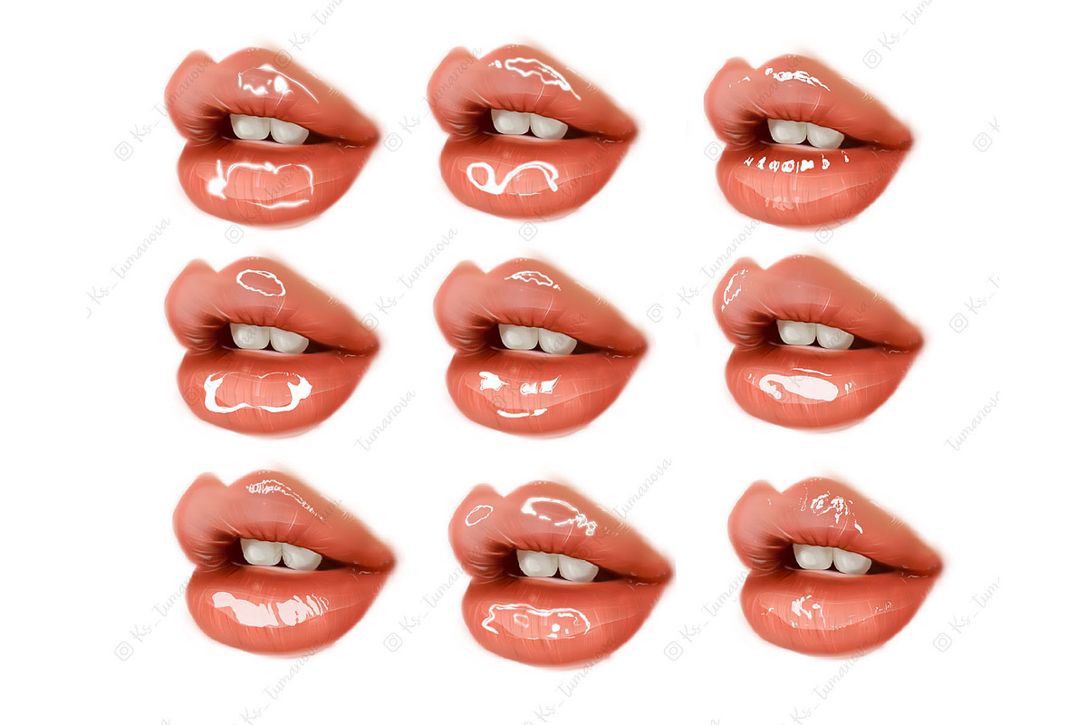 Procreate Realistic Lip Gloss stamps, a Brush Add-On by KsTumanova (Photo 2 of 2)