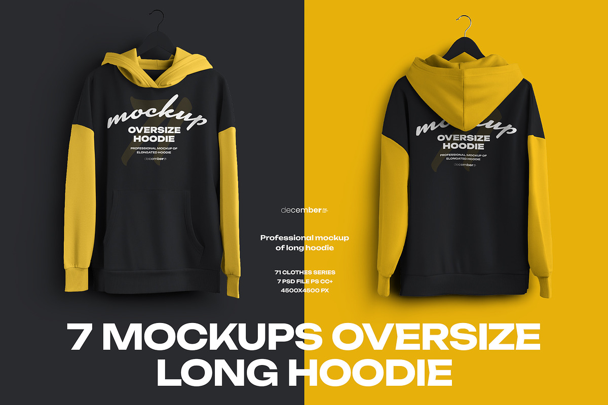 7 Mockups Oversize Long Hoodies, a Hoody Mockup by Grow Design Craft Studio (Photo 1 of 7)
