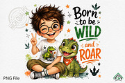 Cute Boy Born to Roar Wildly PNG, a Seasonal Illustration by Craft Nest (Thumbnail 1 of 6)