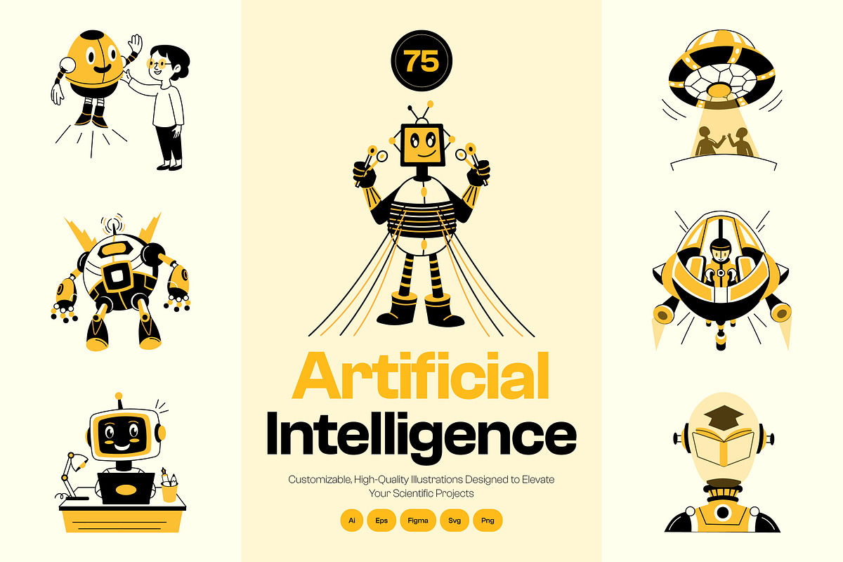 Artificial Intelligence Drawing Set, a Solid Icon by Vectors Market (Photo 1 of 9)