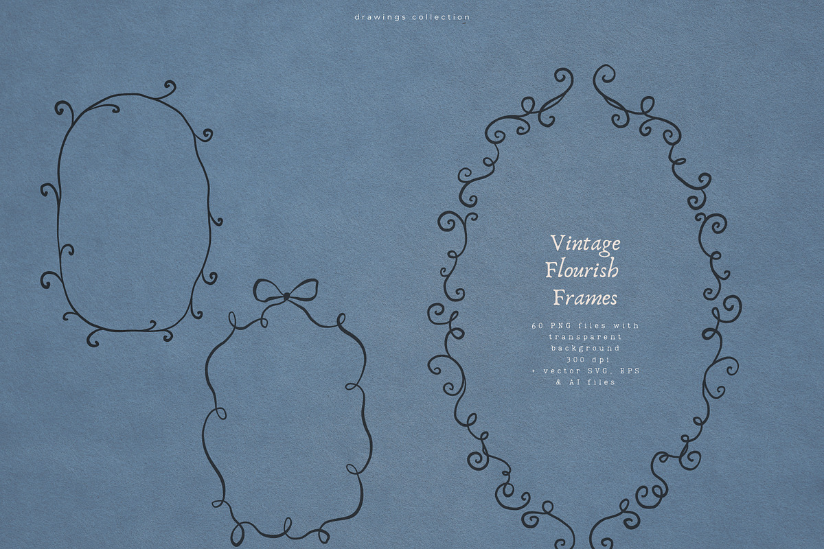 60 Vintage Flourish Frames, a Decorative Illustration by PeDe Designs (Photo 3 of 11)