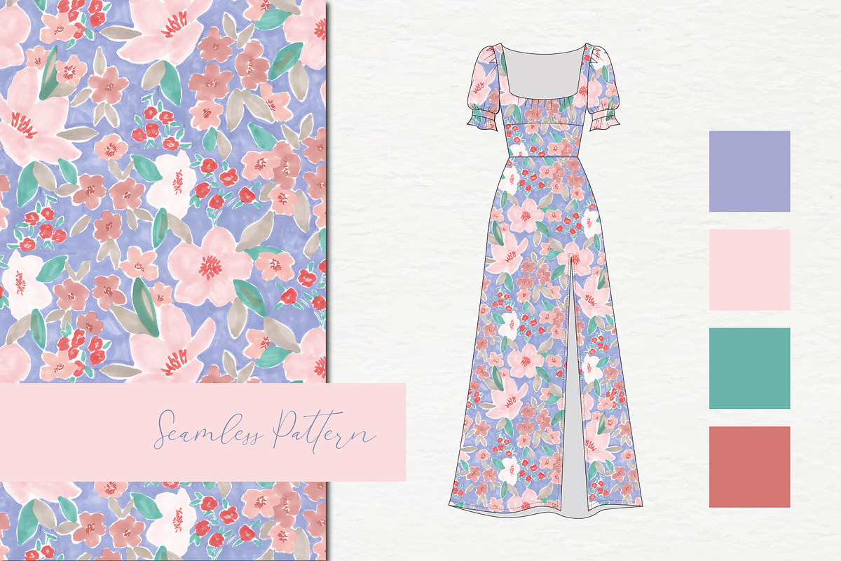 Garden Florals Repeat Pattern, a Pattern Graphic by Mieken Petra Designs (Photo 2 of 4)