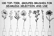 100+ Fine Line Procreate Brushes, a Brush Add-On by BrushArchive (Thumbnail 4 of 10)