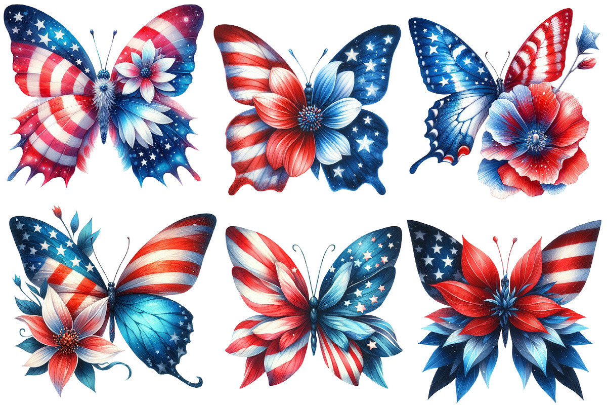4th of July butterfly Clipart, an Illustration by Designworld (Photo 2 of 6)