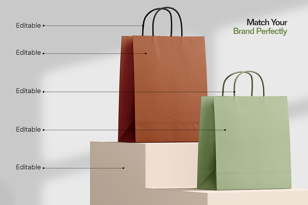 Kraft Paper Shopping Bag Mockup, a Packaging Mockup by Ram Studio LLC (Photo 11 of 16)