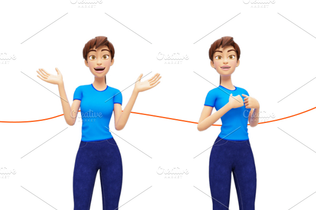 Jenny Cartoon 3D Character Promo Set, a Person Illustration by Oleg Ribar (Photo 4 of 26)