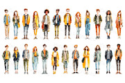 Teen Characters Watercolor PNG Set, a Person Illustration by Bubert Art (Thumbnail 1 of 7)