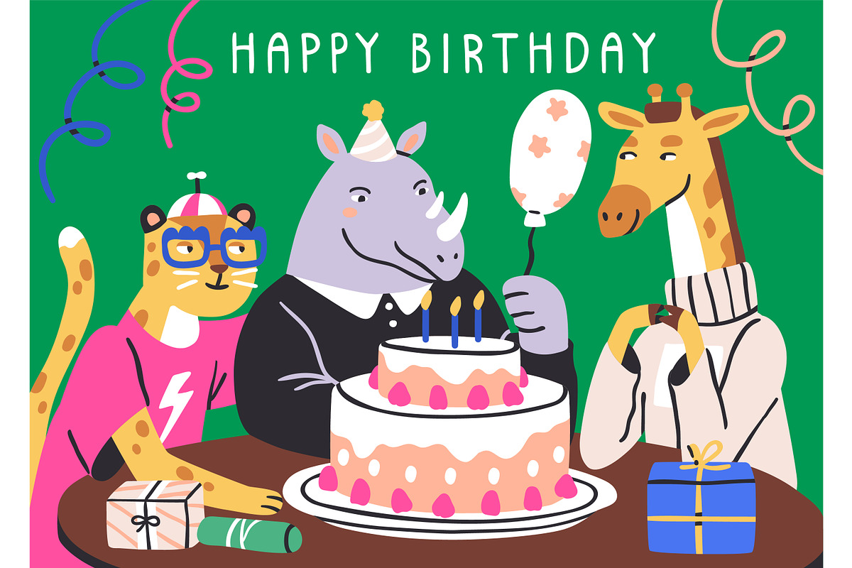 Happy birthday cards with animals, an Animal Illustration by Good Studio (Photo 6 of 11)