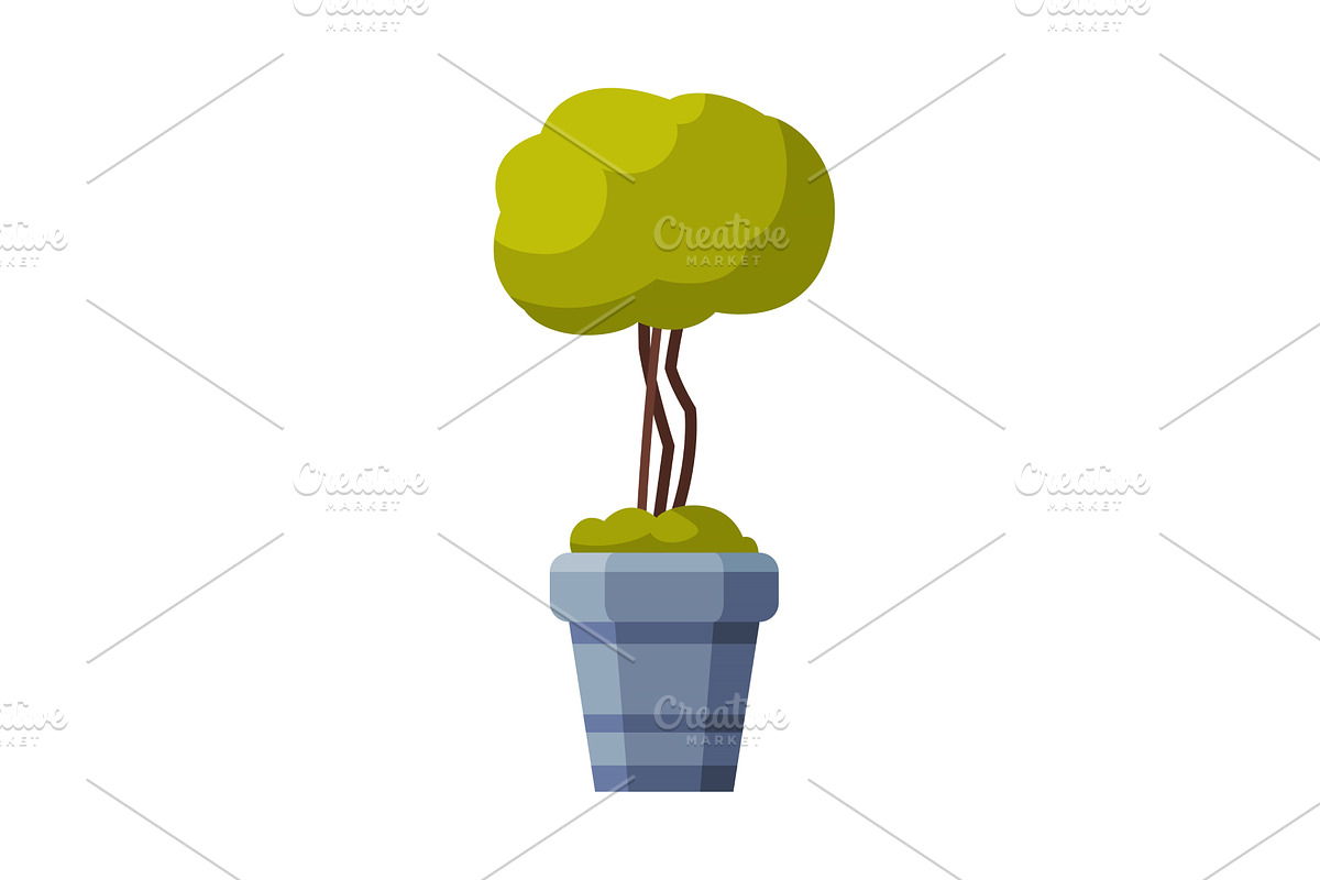 Tree in Flowerpot, Green Potted, an Object Illustration by TopVectors