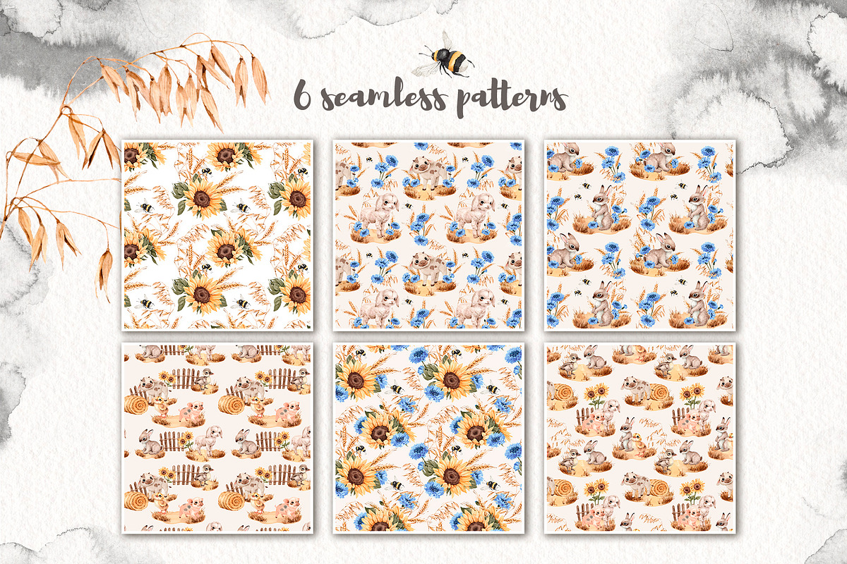 Watercolor Farm Little Animals set, an Animal Illustration by Alamella (Photo 7 of 9)