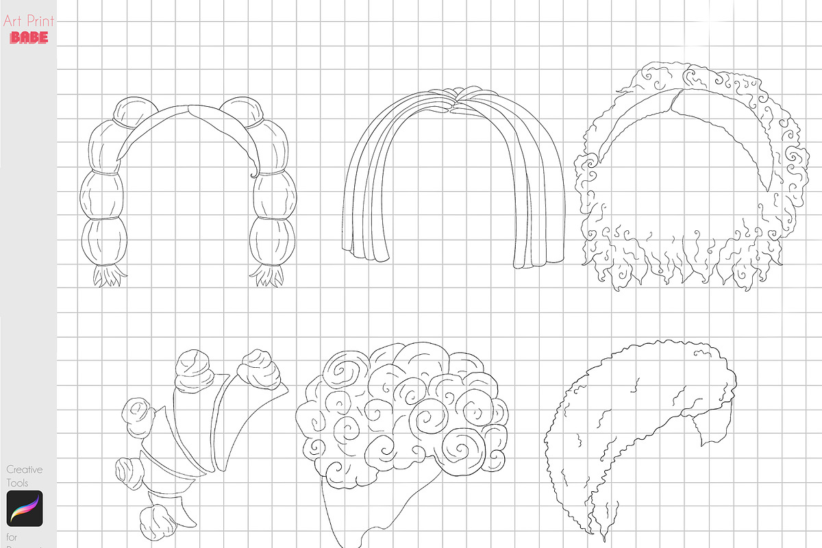 Procreate Chibi Afro Curly Hairs, a Brush Add-On by ArtPrintBabe (Photo 3 of 3)