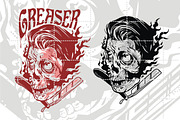GREASER SKULL (FLAMED), an Illustration by arace (Thumbnail 1 of 2)