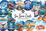 Sea Scene Circle Round PNG, an Illustration by SinaCreation (Thumbnail 1 of 5)