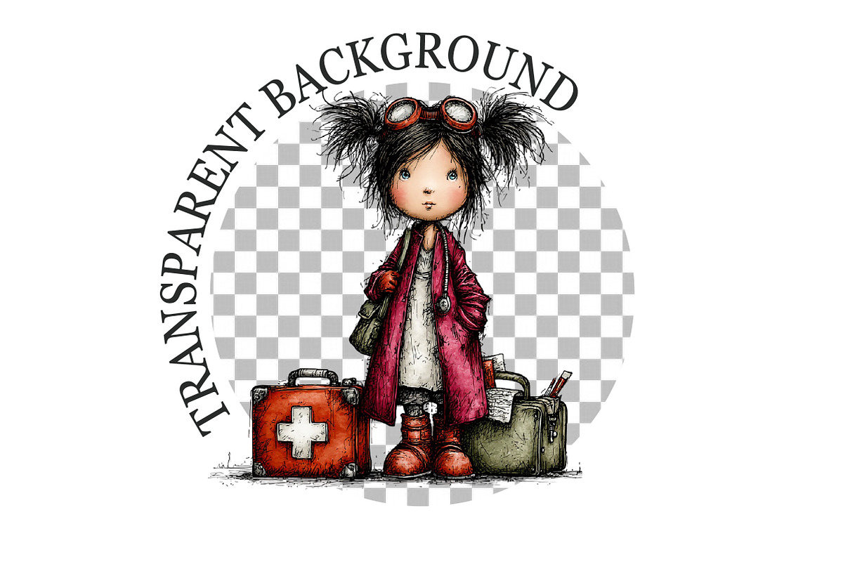 Whimsical Nurse Girls Clipart, a Seasonal Illustration by Rose Art (Photo 5 of 5)