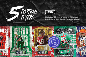 5 FOOTBALL Flyer Templates, a Flyer Template by Bornx Design