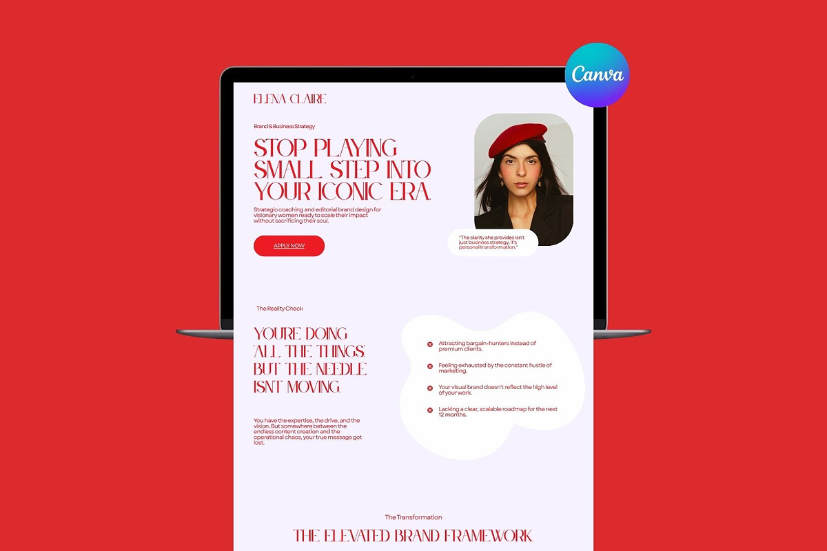 Elena Claire Canva Website Template, a Landing Page Template by PixaSquare (Photo 1 of 6)