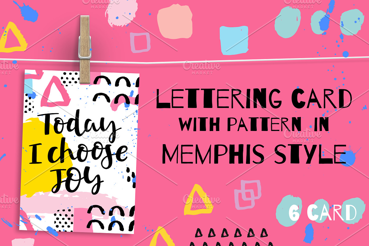 Lettering card with memphis pattern, a Decorative Illustration by Mariart_i (Photo 1 of 2)