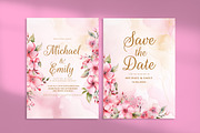 Pink Flower Wedding Set Template, an Invitation Template by Lythcreative (Thumbnail 2 of 4)
