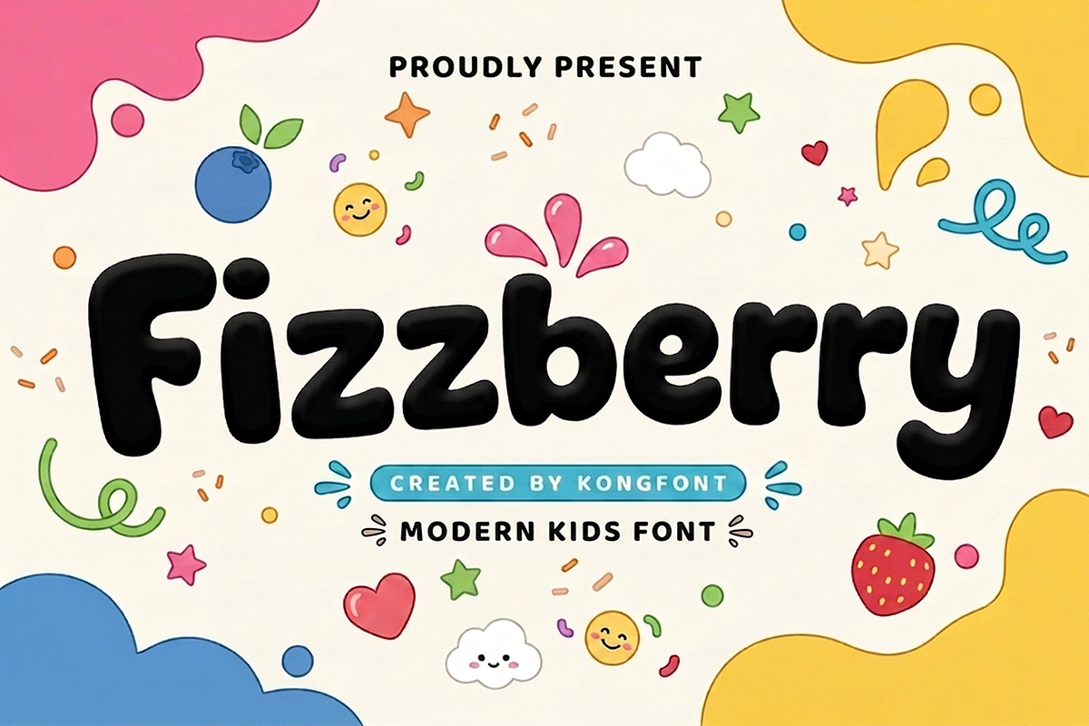 Fizzberry - Modern Kids Font, a Handwritten Font by overlaytemplates (Photo 1 of 5)