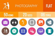 50 Photography Flat Round Icons