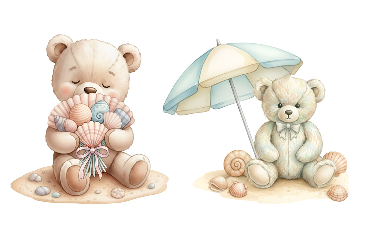 Coastal Summer Teddy Bear Clipart, an Illustration by SinaCreation (Photo 9 of 11)